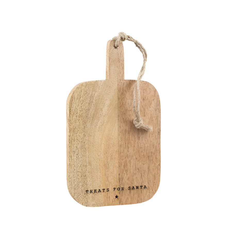 Treats for Santa Wooden Chopping Board 25cm, Festive Kitchen Accessory