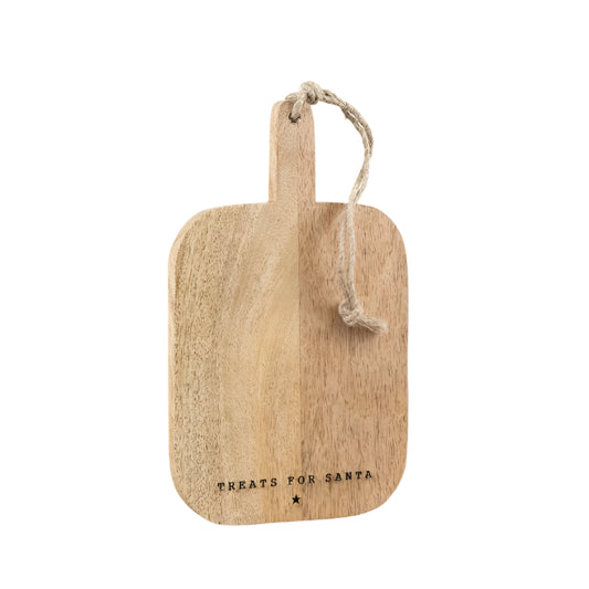 Treats for Santa Wooden Chopping Board 25cm, Festive Kitchen Accessory
