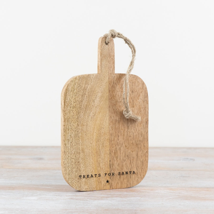 Treats for Santa Wooden Chopping Board 25cm, Festive Kitchen Accessory