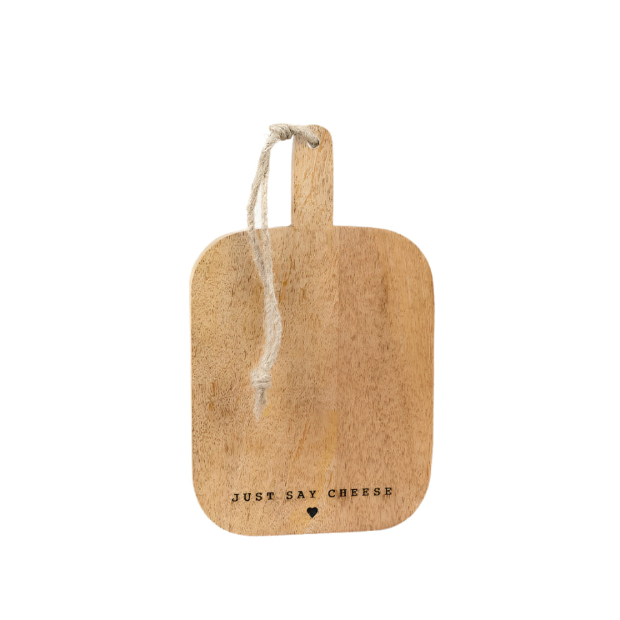 Just Say Cheese Wooden Board 23cm, Rustic Chopping and Serving Platter