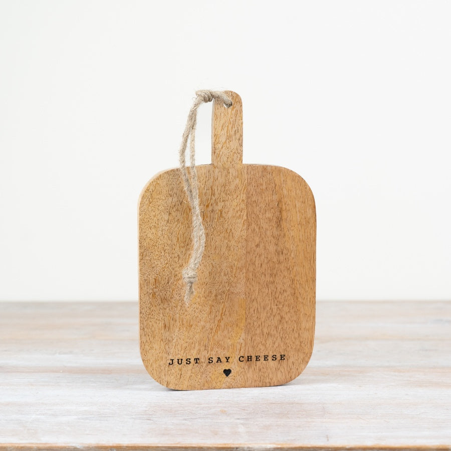 Just Say Cheese Wooden Board 23cm, Rustic Chopping and Serving Platter