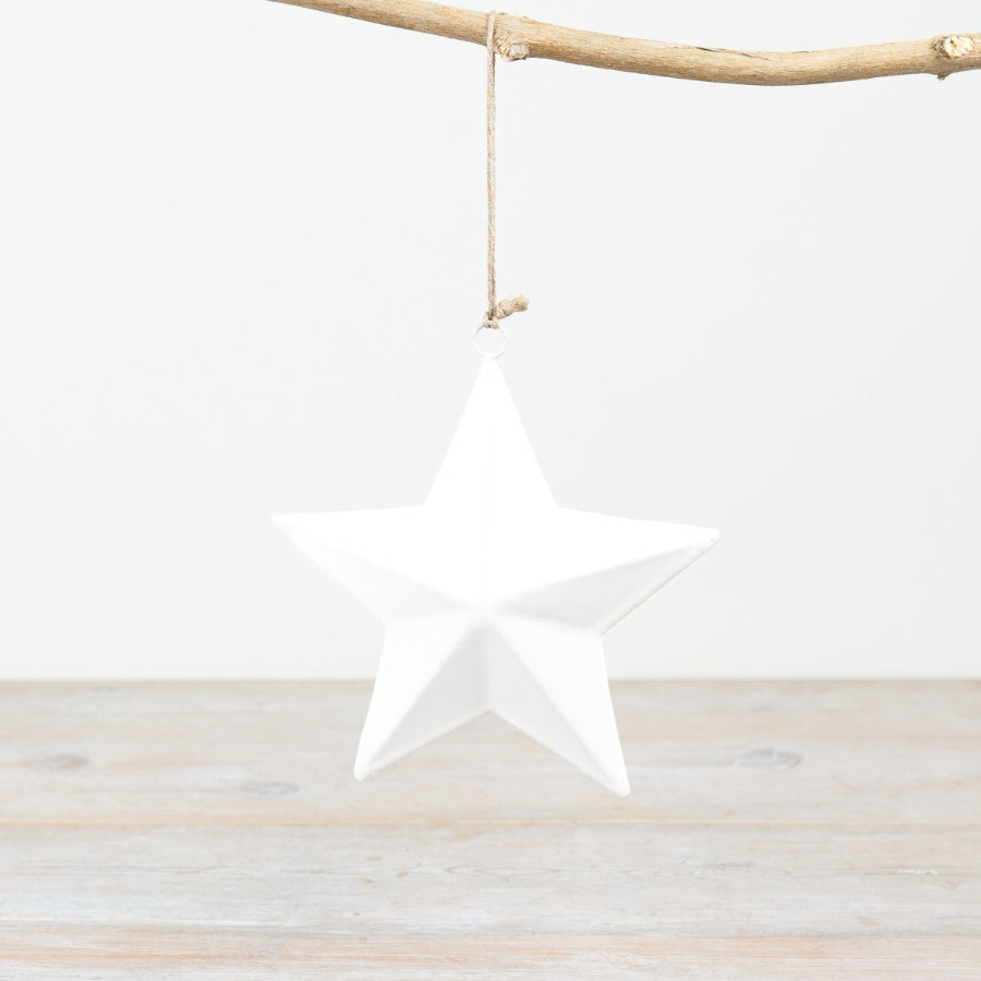 Hanging White Star Deco, 15cm 
