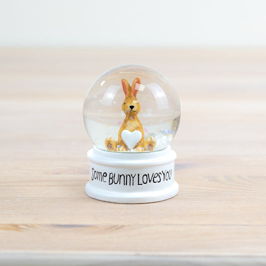 Some Bunny Loves You Snow Globe 6cm – Easter Bunny Ornament with Glitter Spring Decoration Gift