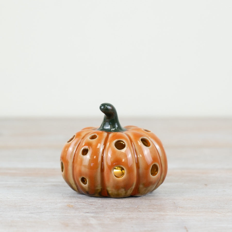 LED Pumpkin Ornament – 8cm Glowing Halloween Decoration, Spooky LED Light Pumpkin