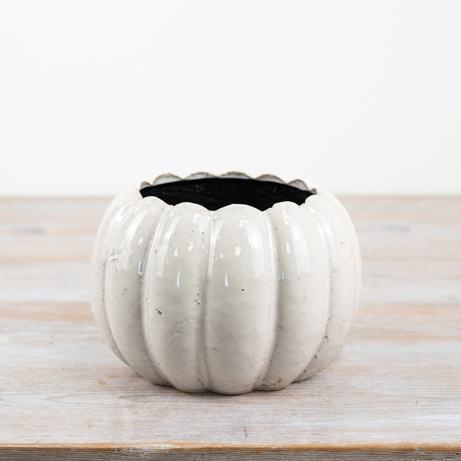 Ceramic Pumpkin Planter – 16cm Autumn Harvest Pot for Indoor Plants & Seasonal Décor