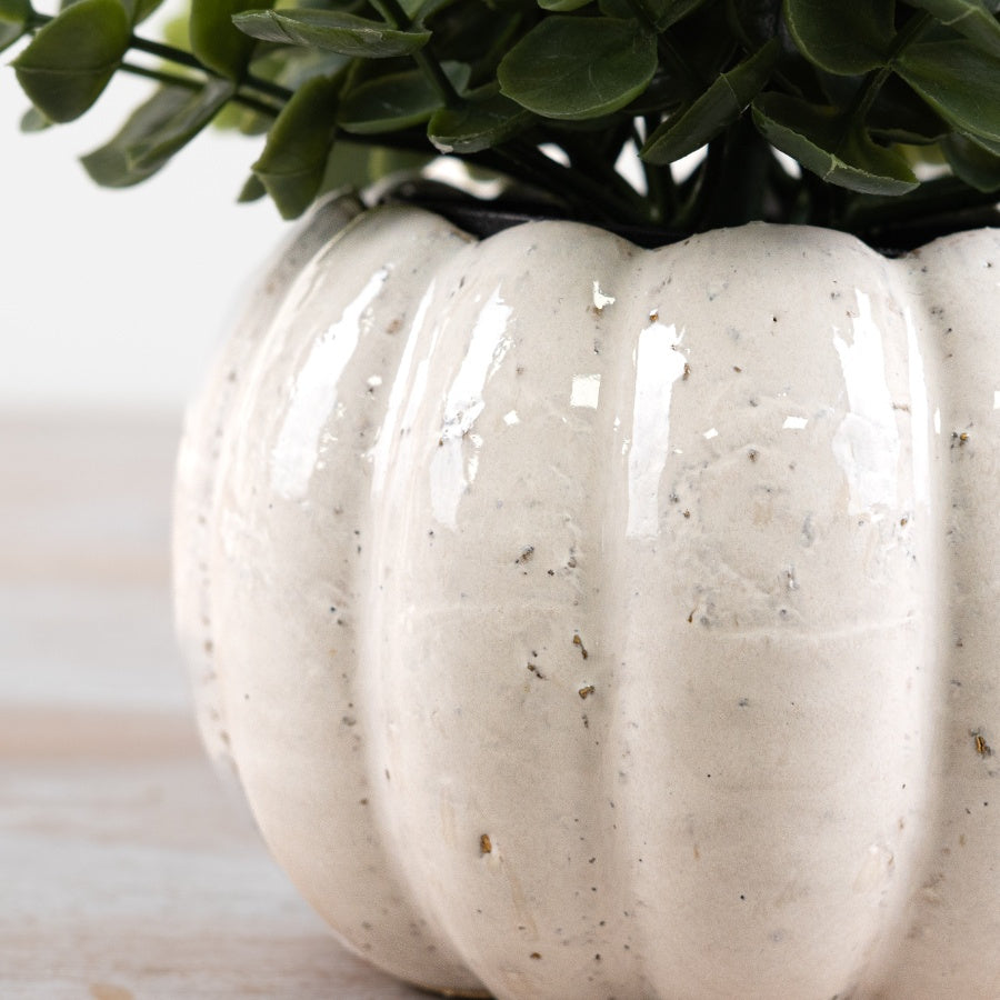 Ceramic Pumpkin Planter – 14cm Autumn Harvest Pot for Indoor Plants & Seasonal Décor