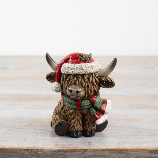 Xmas Highland Cow Decor, 10.5cm 