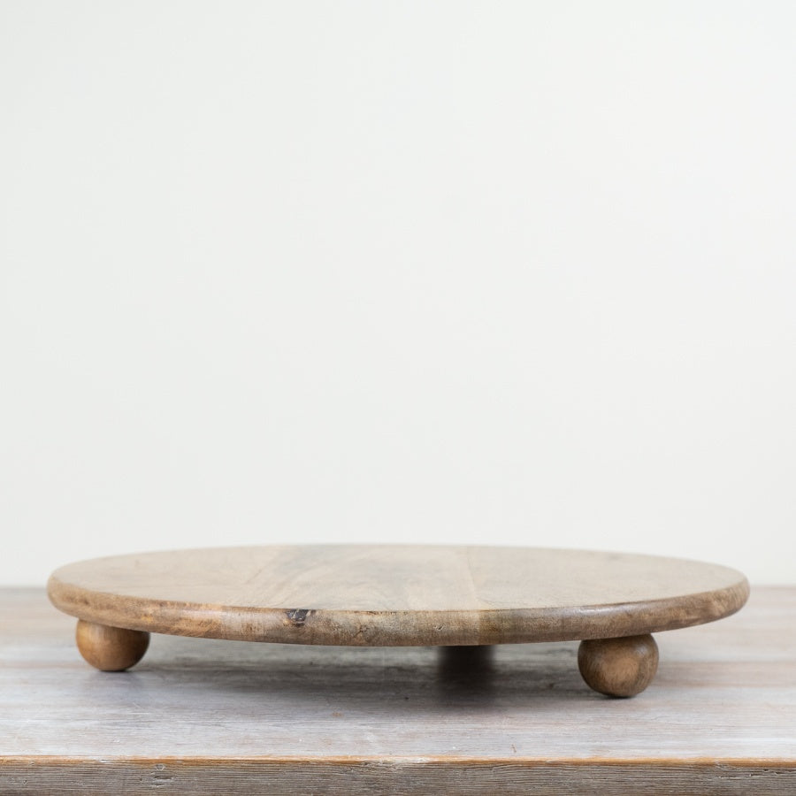 Wooden Candle Plate Holder 40cm – Large Rustic Round Centrepiece Tray for Candles Table Decor