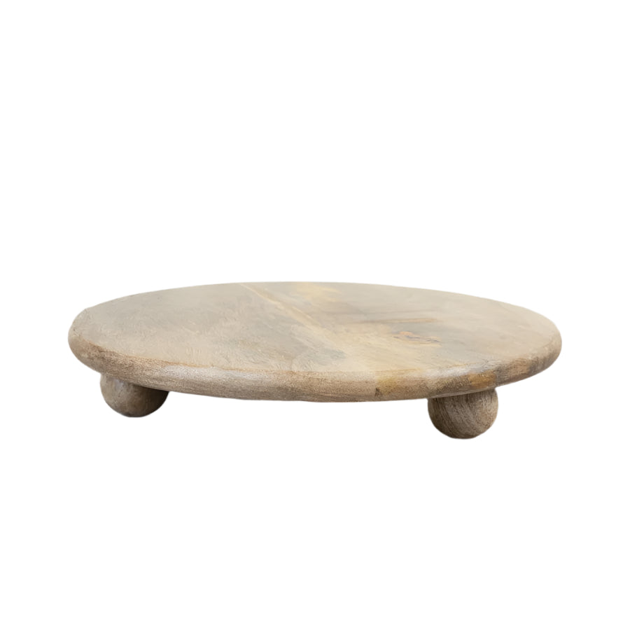 Round Wooden Candle Plate 30cm, Rustic Display Tray for Pillar Candles