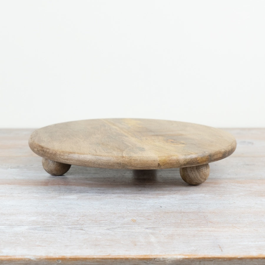 Wooden Candle Plate Holder 40cm – Large Rustic Round Centrepiece Tray for Candles Table Decor
