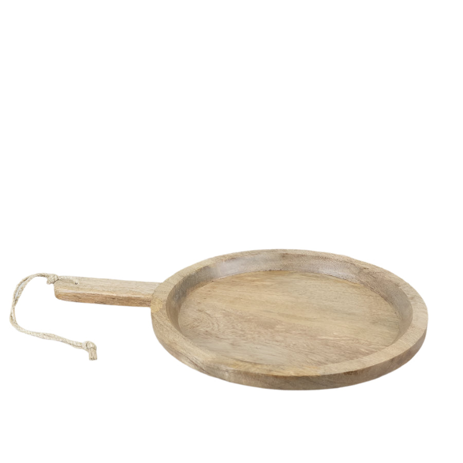 Round Rustic Wood Chopping Board 42cm – Large Natural Serving Platter, Charcuterie Tray
