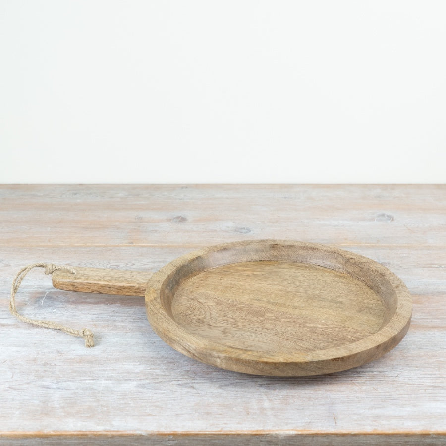 Round Rustic Wood Chopping Board 42cm – Large Natural Serving Platter, Charcuterie Tray