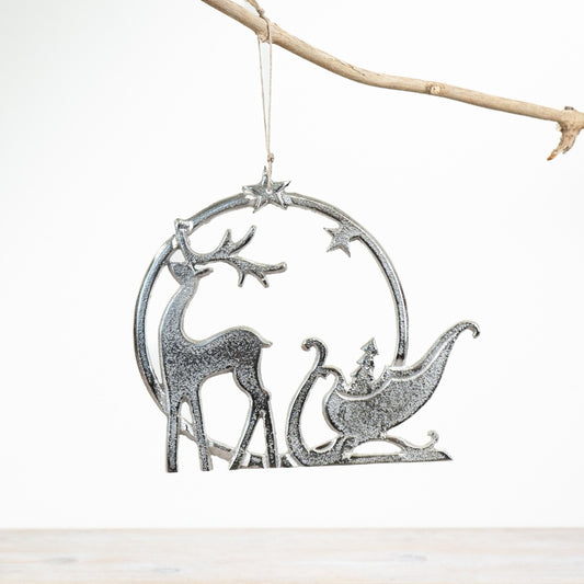 Aluminium Hanging Reindeer Ring Deco, 25cm 