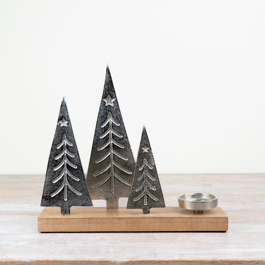 Festive Trees On Base Candle Holder 30cm