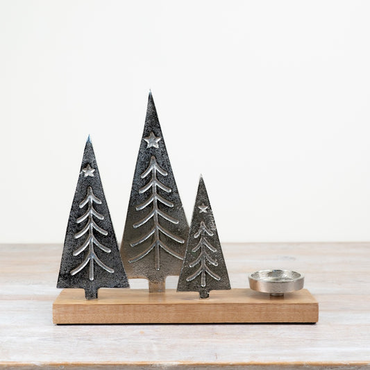 Festive Trees On Base Candle Holder 30cm