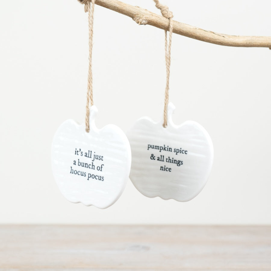 Pumpkin Spice Ceramic Hanger – 9cm Autumn Hanging Decoration
