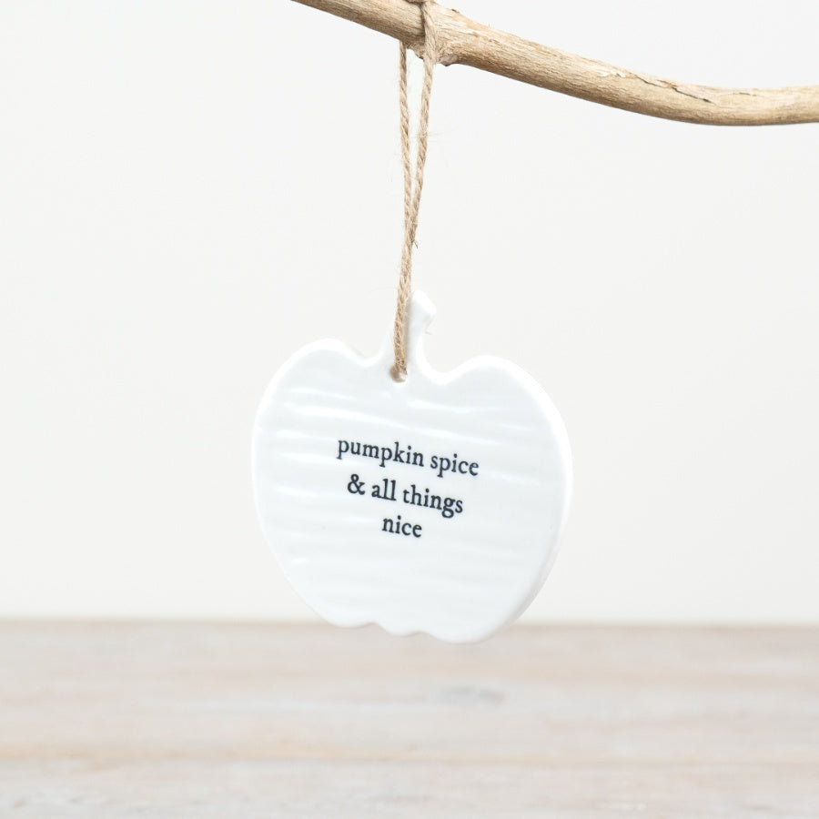 Pumpkin Spice Ceramic Hanger – 9cm Autumn Hanging Decoration