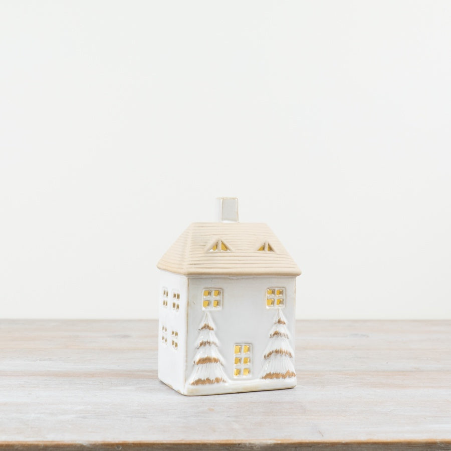 Festive LED House w/Gold Detail 17.5cm