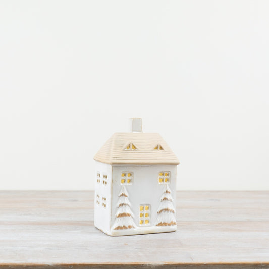 Festive LED House w/Gold Detail 17.5cm