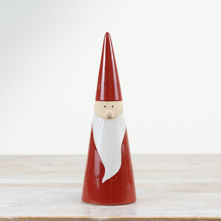 27cm Red Santa Gonk Ornament – Nordic Christmas Stoneware Decoration