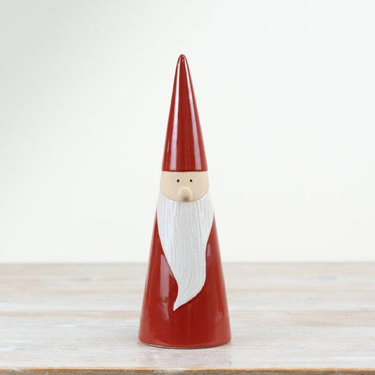 27cm Red Santa Gonk Ornament – Nordic Christmas Stoneware Decoration