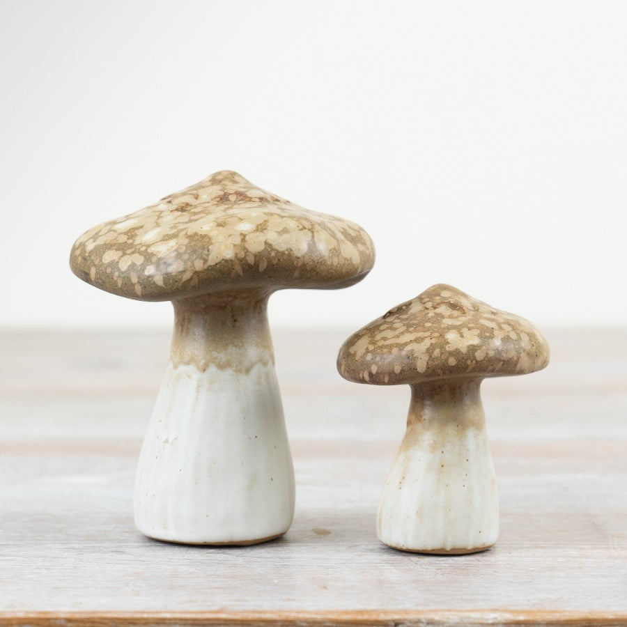 6.8cm Stoneware Mushroom Decoration – Rustic Nature Inspired Ornament, Woodland Home Decor