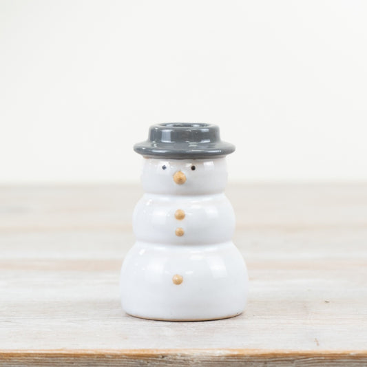 Stoneware Snowman Candle Holder, 8cm