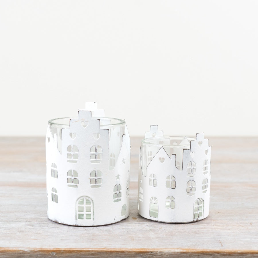 Metal & Glass House Candle Holder, 10.8cm