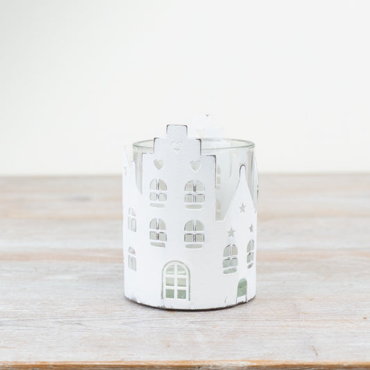 Metal & Glass House Candle Holder, 10.8cm