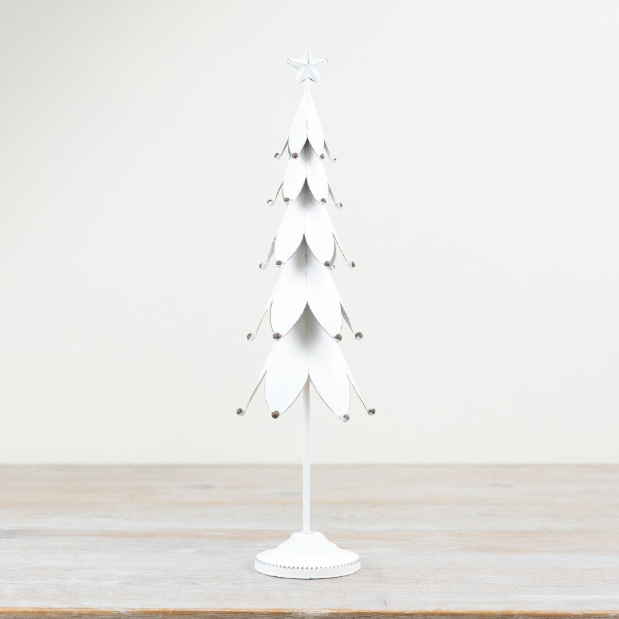White Metal Tree Ornament – 40cm Elegant Christmas Decoration, Modern Festive Display Piece