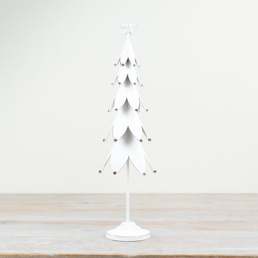 White Metal Tree Ornament – 40cm Elegant Christmas Decoration, Modern Festive Display Piece