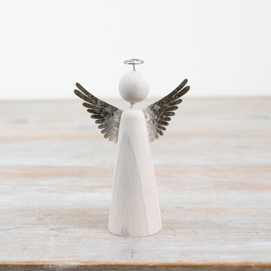 Wooden Standing Angel Deco, 13cm