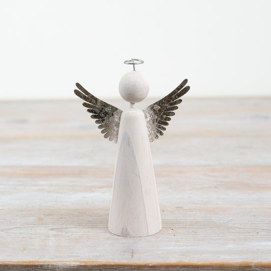 Wooden Standing Angel Deco, 13cm
