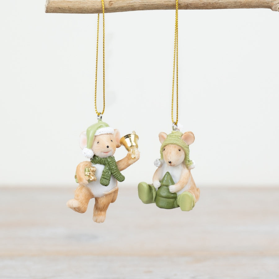 Hanging Mouse with Tree Deco, 5cm