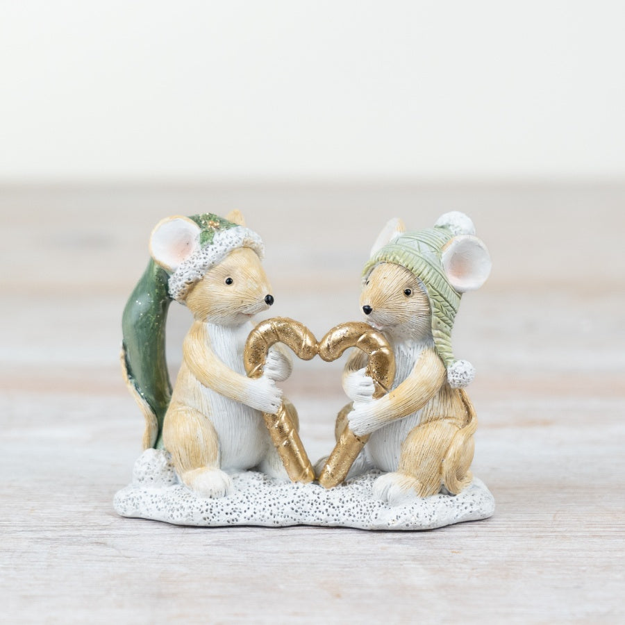Festive Green & Gold Mice Ornament