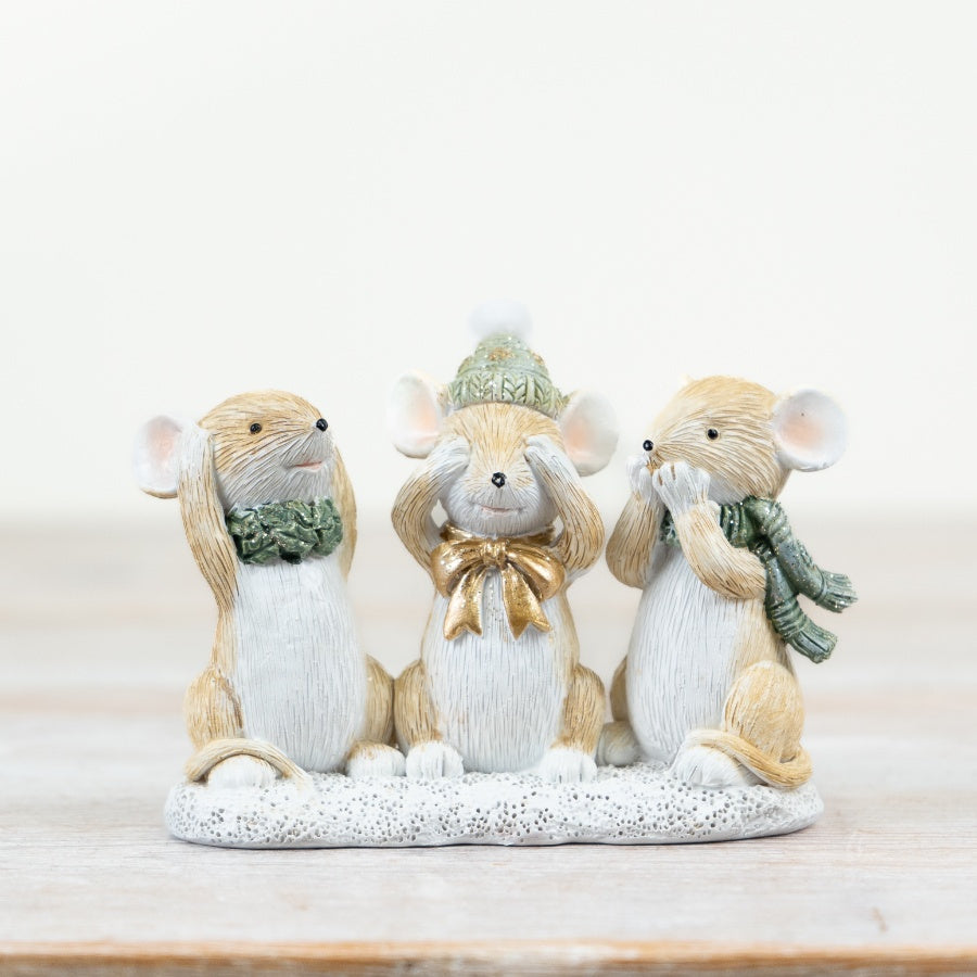 Hear No, Festive Mice Ornament