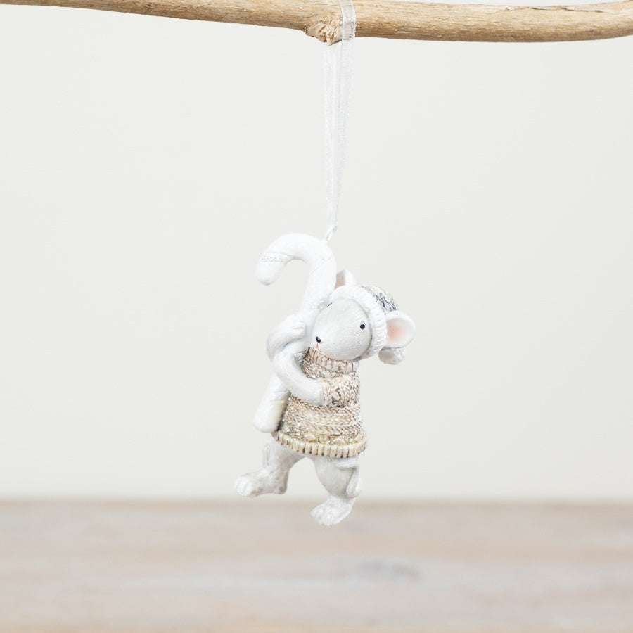 Candy Cane Mouse Hanger, 8.5cm