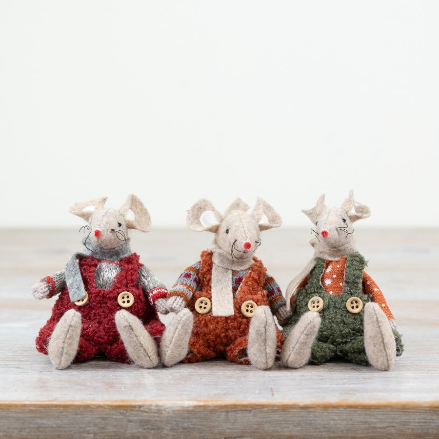 Sitting Fabric Mouse Deco, 8cm