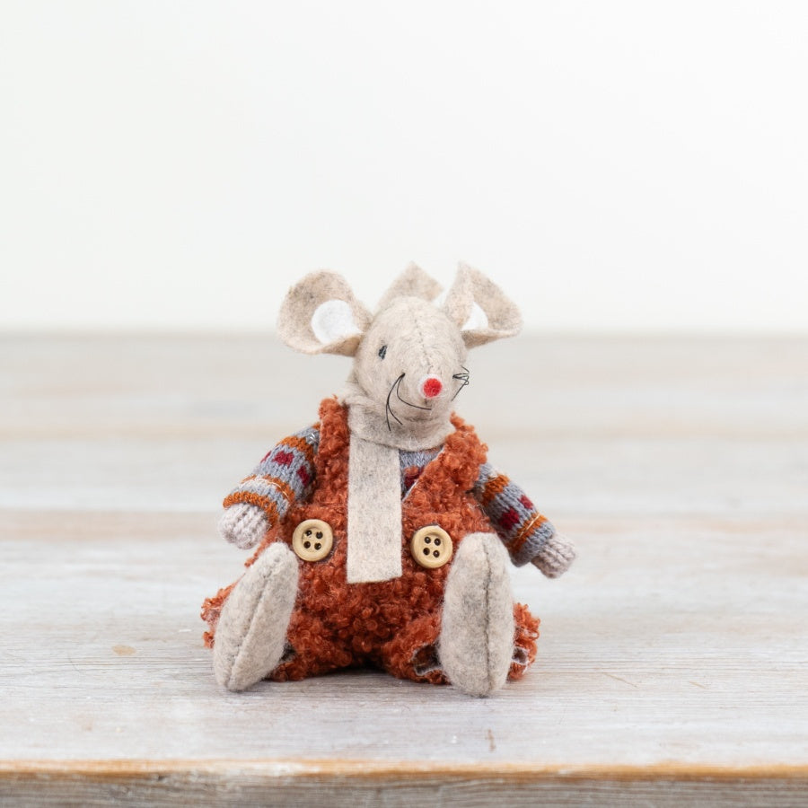 Sitting Fabric Mouse Deco, 8cm