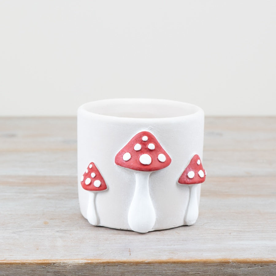 Red Mushroom Cement Planter 14cm – Whimsical Garden Plant Pot with 3D Toadstool Design for Indoor or Outdoor Decor