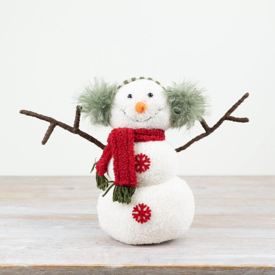 Fabric Sitting Snowman Decoration 47cm – Large Christmas Ornament, Standing Festive Figure for Home Decor Display