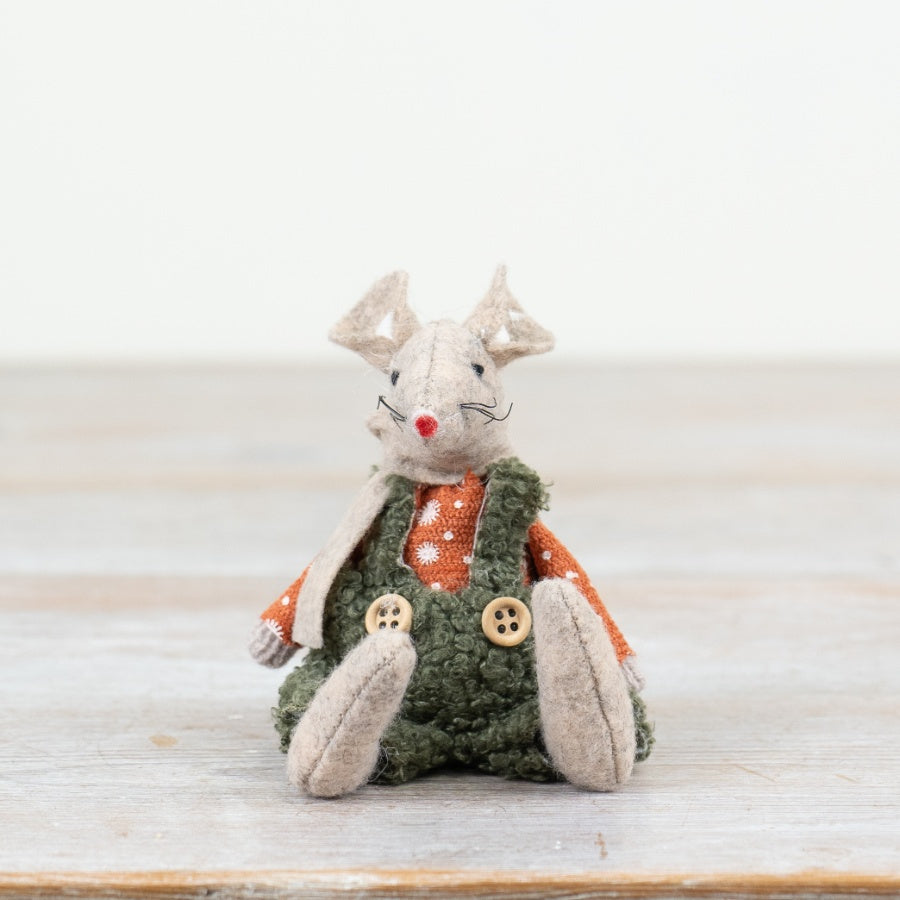 Sitting Fabric Mice Deco, 8cm