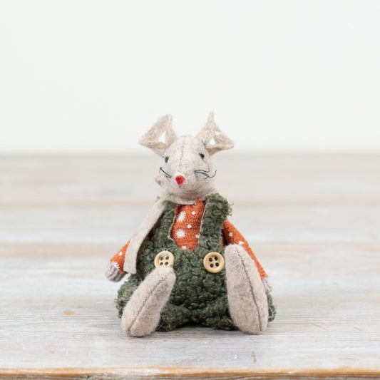 Sitting Fabric Mice Deco, 8cm