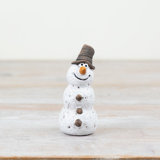 Snowman Ornament – 10cm Hand-Finished Christmas Figurine, Charming Holiday Décor