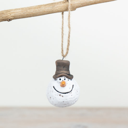 Snowman Hanger Ornament – 6cm Hand-Finished Christmas Decoration with Jute Hanger
