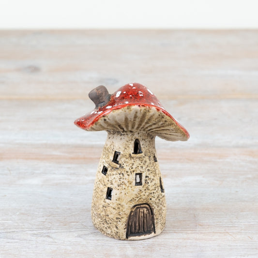 Mushroom House T-Light Holder – 9cm Ceramic Fairy Home Candle Ornament