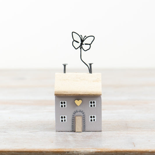 Wooden Butterfly House Decoration 10.5cm Grey Rustic Home Accent