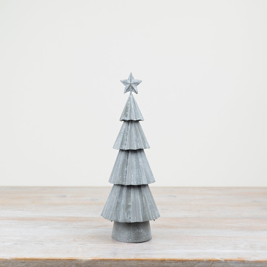 Metal Grey Tree with Star Ornament – 32cm Rustic Christmas Decoration, Festive Home Décor Accent