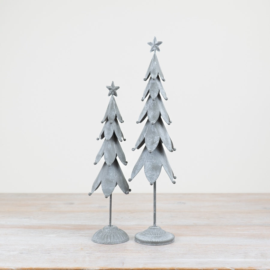 Metal Grey Tree Ornament – 32cm Rustic Christmas Decoration, Festive Home Décor Accent