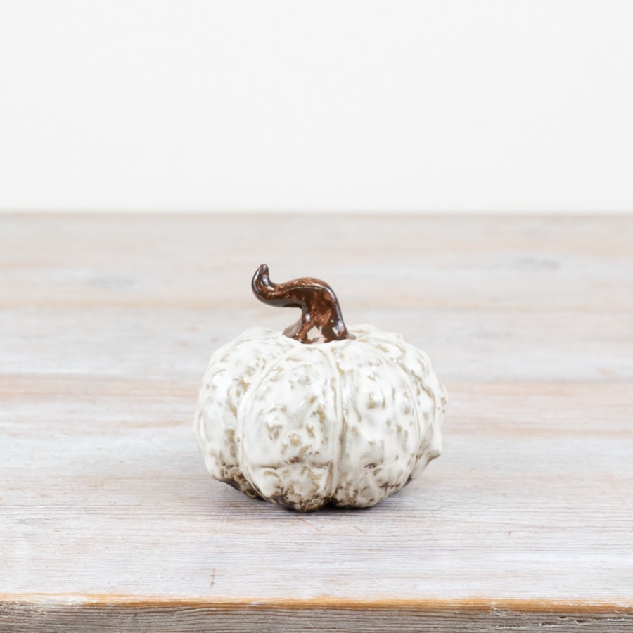 9cm Patterned Wonky Pumpkin Decoration – Porcelain Autumn Ornament, Elegant Fall Décor